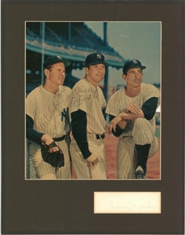 Whitey Ford & Mickey Mantle Signed Magazine Page With Billy Martin Signed Cut (Ford LOA & JSA)